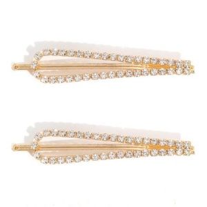 Rhinestone Hair Pin Set Gold